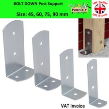 Galvanised Bolt Down BASE POST SUPPORT 90 ANGLE BRACKET Fence Foot Base Bracket