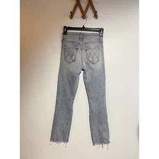 Mother Rascal Ankle Snippet Blast From Past Striaght Mid Distress Light Wash 23