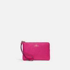 Coach - Corner Zip Wristlet - Cerise/IM (Fuschia) Crossgrain Leather - 58032 NWT