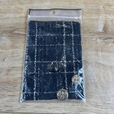 Authentic Chanel Gold CC Logo W Scissors Button Buttons W Tweed Fabric Swatch