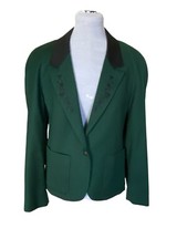 Vintage Ann Taylor Embroidered Lapel Contrast Collar 100 Wool Classic Blazer 6