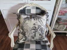 Aubusson style FRENCH COUNTRY Needlepoint Pillow Cover Victorian Asian Blk Toile