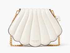 Kate Spade What The Shell Seashell Micro Crossbody Leather Clutch ~NWT~ Cream