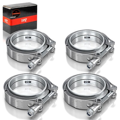 4x 3Inch V Band Clamp Kit Universal Flange Mild Steel Turbo Exhaust Downpipes 3''