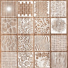16Pcs Reusable Stencils for Crafts, Texture Stencils for Painting Layering Drawi