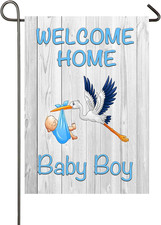 Welcome Home Baby Boy Garden Flag Baby Shower Birth Announcement Family Party Ne