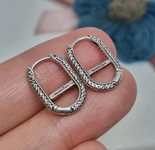 Genuine Pandora Silver Pave Link earrings  S925 ALE 💕