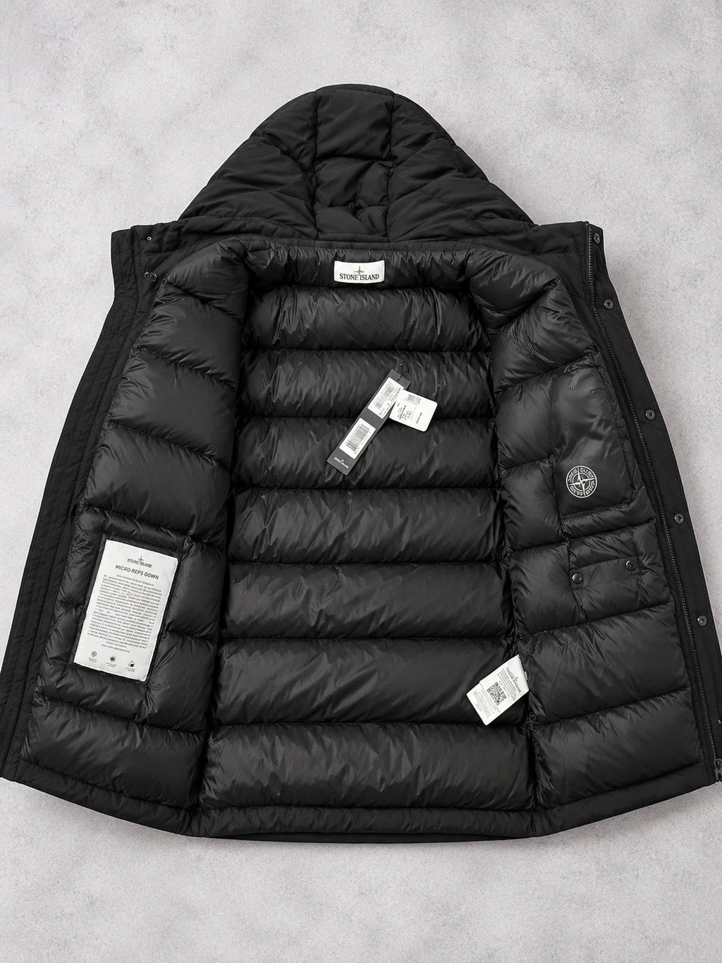 New Stone Island Micro Reps Down Parka Jacket – Black, Size L image 11