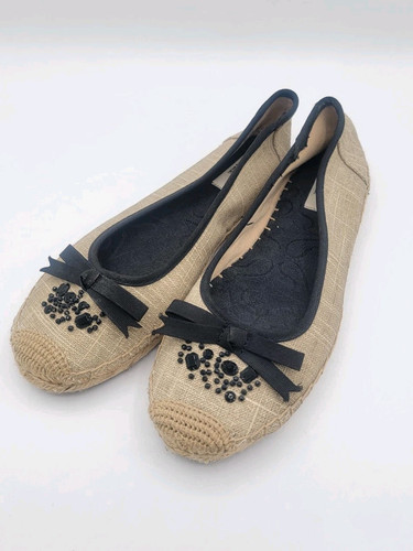 Simply Vera Wang Womens Beige Black Jewel Espadrille MADEY Slip On Shoes Sz 9 - Picture 1 of 15