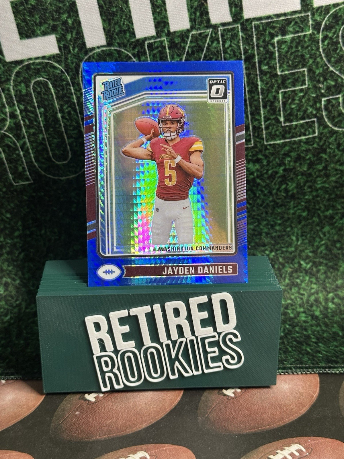 2024 Panini Donruss Optic - Rated Rookie Jayden Daniels #248 Blue Hyper Prizm RC