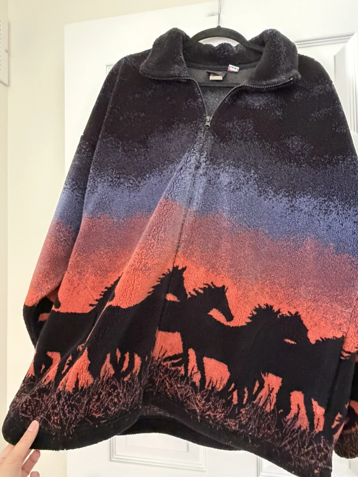 Vintage Mazmania 1990s Fleece quarter zip Wild Horses USA All Over Print Size 2X - product detail image 7