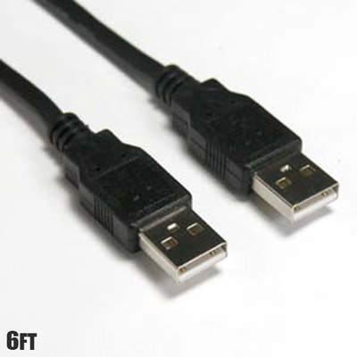 6FT USB 2.0 Type A Male to Male Extension Cable Cord Mac PC Laptop Black