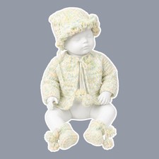 Handmade Crochet Baby Set Sweater Bonnet Booties Pastel Newborn 0 3M Vintage