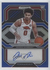 2021-22 Prizm Draft Picks College Penmanship Blue 121/149 Justin Smith Auto 0o87