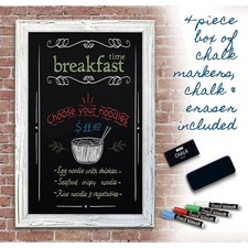 Magnetic Wall Mount Chalkboard Rustic Pine Frame 4 Chalk Markers 21C