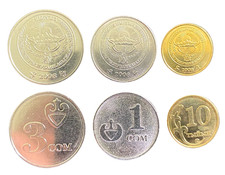 Kyrgyzstan 3 Coins Set 1, 3, Som & 10 Tiyin UNC World Coins