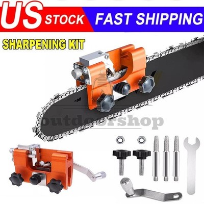 Chainsaw Chain Sharpening Jig Portable Hand Crank Sharpener Tool Set NEW