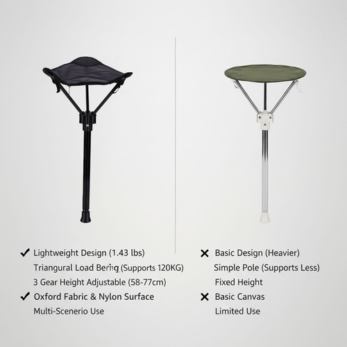 Portable Folding Stool Retractable Hiking Chair One Leg Stool For Camping O MKYV - Picture 16 of 24