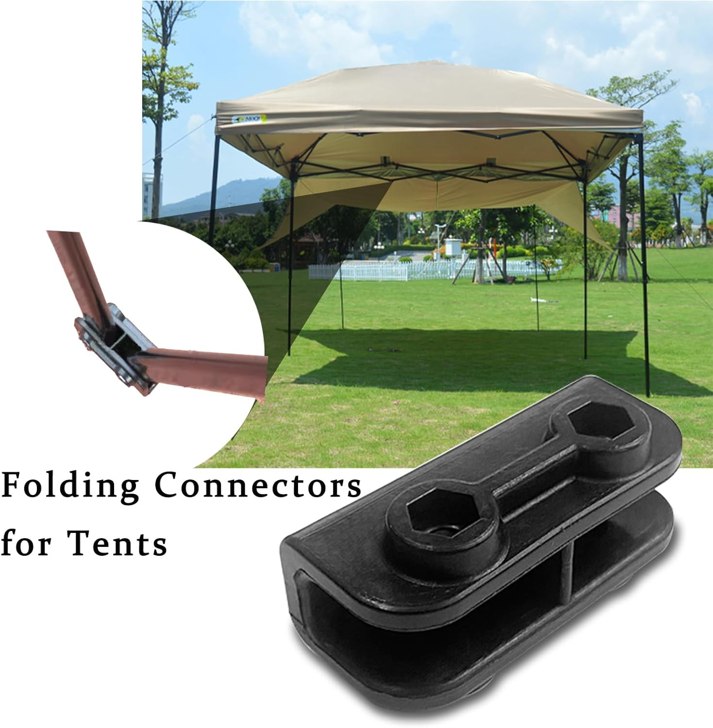 4Pcs 2-Way Pop-Up Gazebo Replacement Connector Canopy Tent Replacement Parts Bla