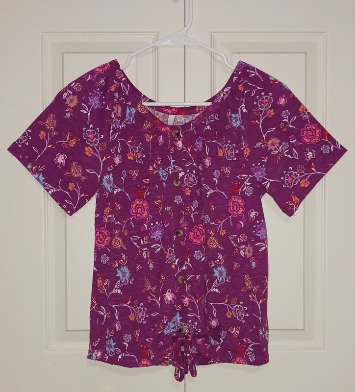 SO - Girls sz 14/16 Dark Pink /Purple Shortsleeve Blouse