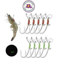 10Pcs Hooks Fishs Tool Luminous Live Shrimp Lures Hooks Tied Good Strong High