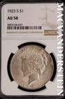 1923-S Peace Dollar - NGC AU 58 - Scarce  No Reserve  #SLK616