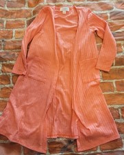 LuLaRoe Kids Duster Long Cardigan Sweater Size 4 Coral/peach Solid