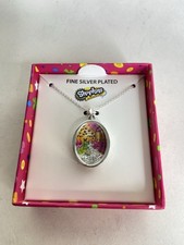 Shopkins Fine Silver Plated Shaker Pendant Charm Chain Necklace with Gift Box