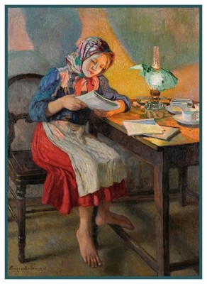 Nikolay Bogdanov-Belsky's The School Girl Counted Cross Stitch Pattern