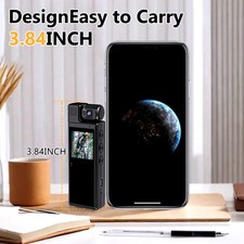 1080P HD Body Camera With Rotatable Lens, Portable Meeting Recorder With Screen