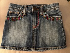 Baby Gap Girls Embroidered Denim Skirt Sz 3T 2008 Y2K Style EUC Rainbow Stitch