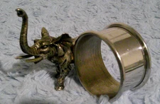 Vintage Signed PEWTER Bull Elephant Napkin Ring VGC