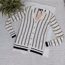 NWT Scotch  Soda Office Siren Striped V-neck Lightweight Button Down Cardigan