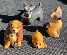 Disney Hagen Renaker Lady & The Tramp 4 Pc Set 1950s Lady Si/Am Scamp Jock As Is