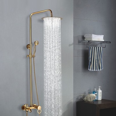 Wall-Mount Brushed Bathroom Shower Faucet System Durable Shower Head Mixer Set