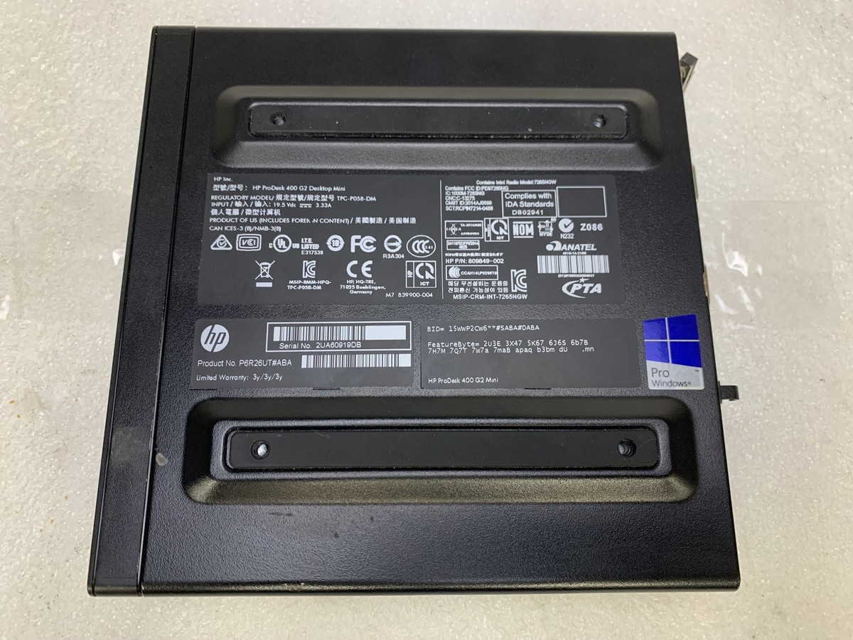 HP ProDesk 400 G2 MINI Core i5-6500T 2.5GHz 8GB RAM 256GB SSD NO