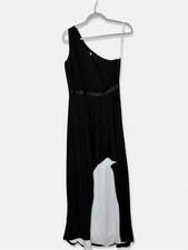 Halston Heritage Dress Size 10 Black White High Low Maxi GUC