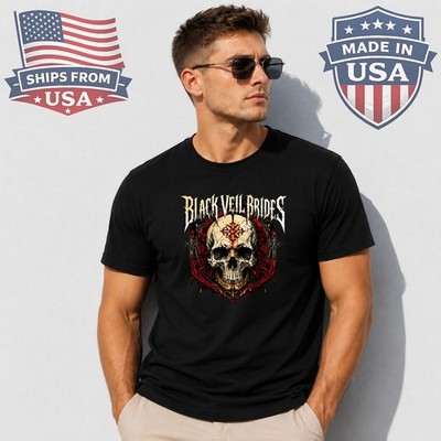 Gothic Skull With Black Veil Brides Graphic T-Shirt