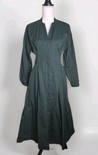 Tory Burch Green Shirt Dress Long Sz 4 Midi Shirt Dress