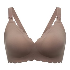 Momcozy Nursing Bras for Breastfeeding, Seamless Pregnancy Large, Dark Brown