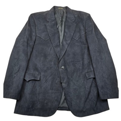 Circle S Western Faux Suede Blazer Mens 48L Black Cowboy Sport Coat Jacket