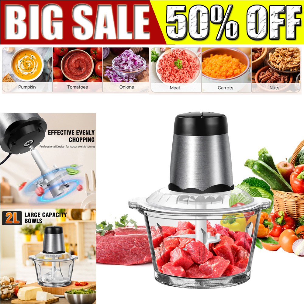 2L Meat Grinder Electric Mincer Mixer Home Blender Mini Food Chopper Processor