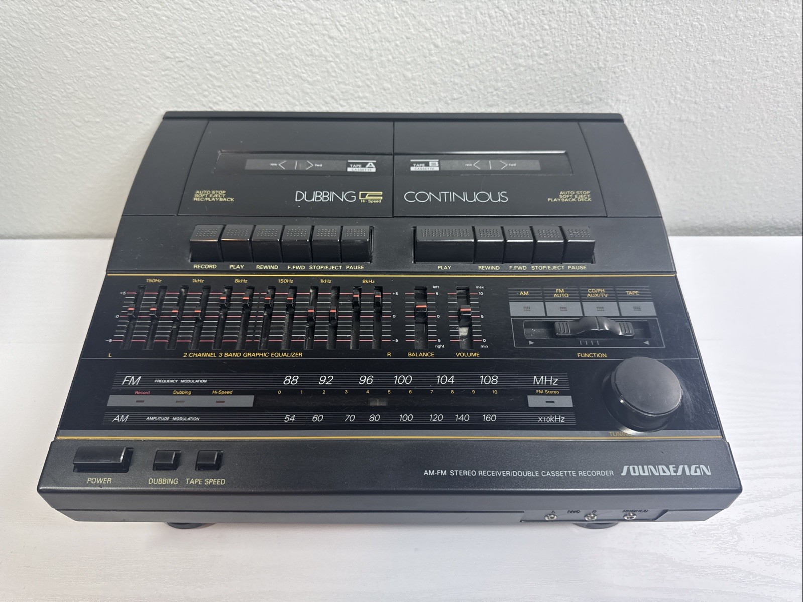 SOUNDESIGN AM-FM STEREO Radio Receiver Double Cassette Recorder #5888 - Tested!
