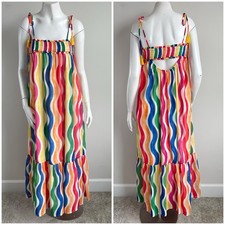 Flying Tomato Tie Shoulder Sundress Maxi Dress Size Small Resort Vacation Boho