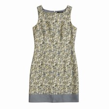 Ann Taylor Silk Dress Sheath Mini Floral Blue Natural Sleeveless 4