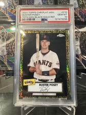 2021 Topps Chrome Buster Posey #210 Black & Gold 70th Refractor /10 PSA 10 POP 2