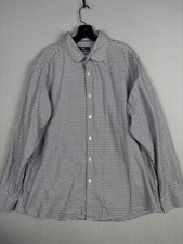 Hart Schaffner Marx Shirt Mens XL Navy Houndstooth Check Long Sleeve Button Up