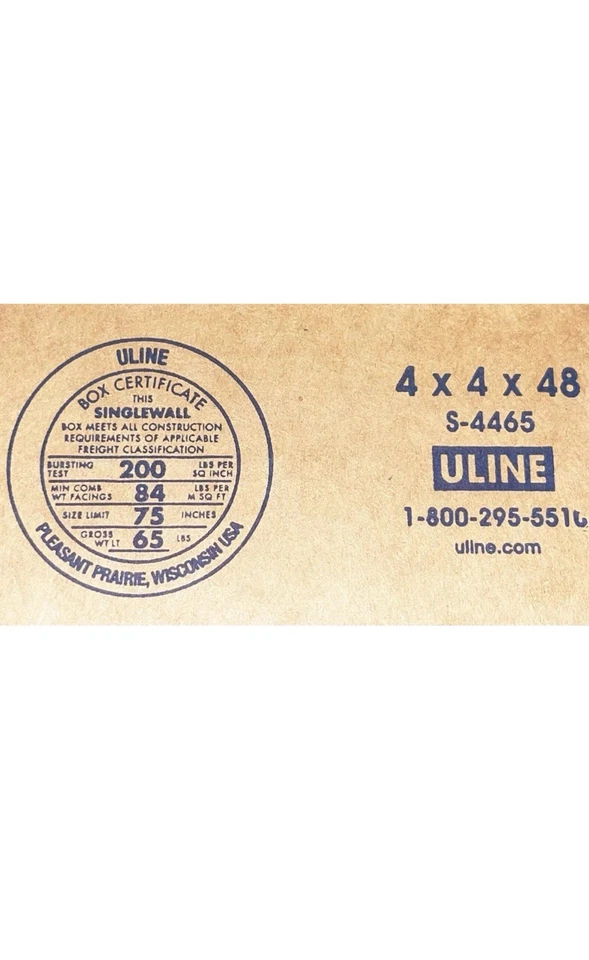 4" x 4" x 48" CARDBOARD BOX - SINGLE BOX - TALL - Image 2 of 3