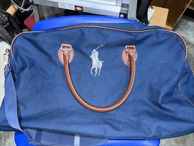 Polo Ralph Lauren Navy Blue Duffel Bag Big Pony Travel Gym Weekender 24  EUC