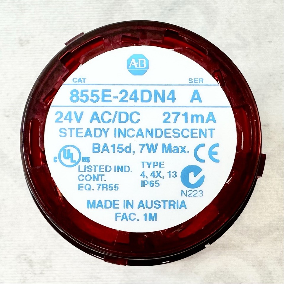 Allen Bradley 855E-24DN4 Red Stack Light Module 24V AC/DC 271mA BA15d ...